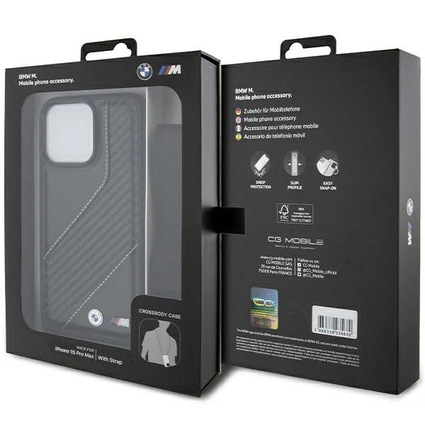 BMW M Edition Carbon Stripe & Strap case til iPhone 15 Pro Max - sort