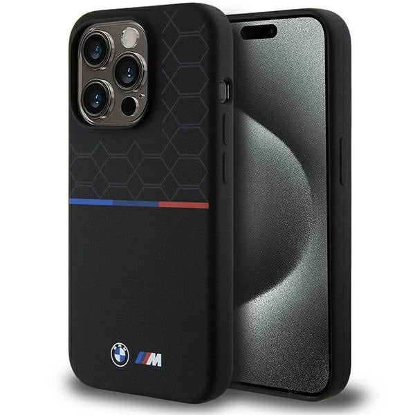 BMW M Silicone Pattern MagSafe Case til iPhone 15 Pro - sort