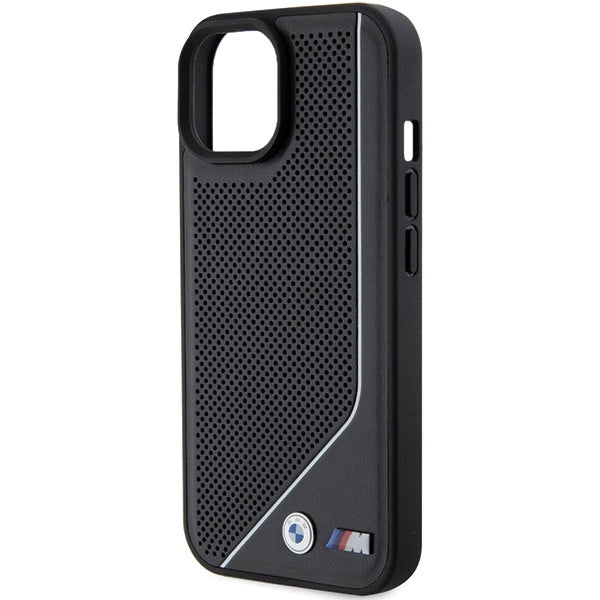 BMW Perforeret Twisted Line MagSafe Case til iPhone 15/14/13 - sort