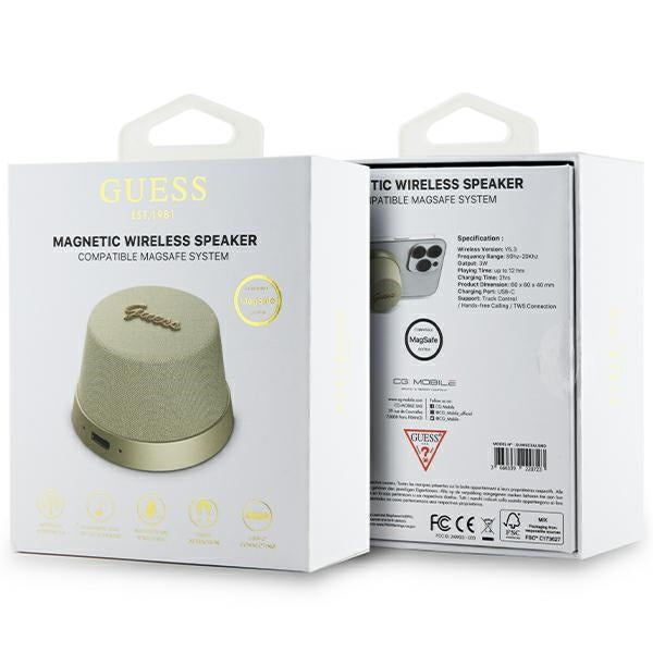 Guess Magnetic Script Metal Bluetooth-højttaler - guld