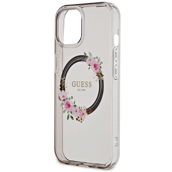 Guess IML Flowers Wreath MagSafe fodtøj til iPhone 15 / 14 / 13 - sort