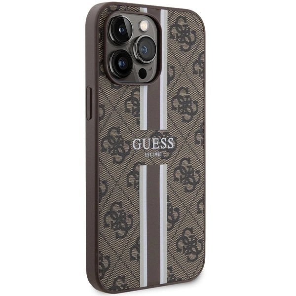 Guess 4G Printed Stripes MagSafe case til iPhone 15 Pro Max - brun