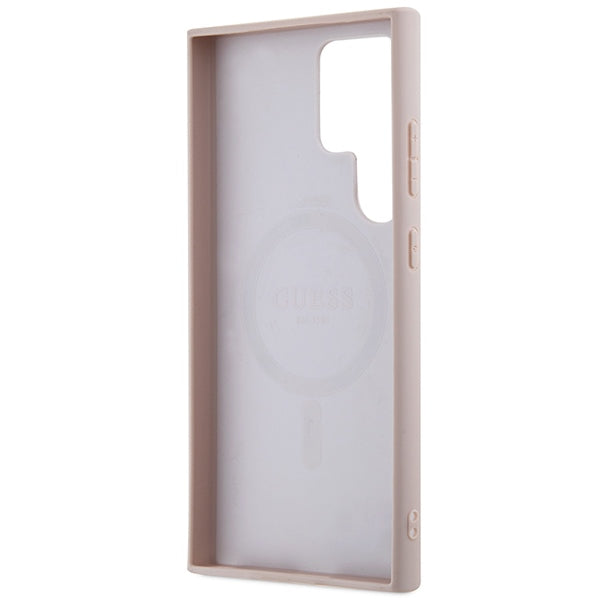 Guess 4G Collection Leather Metal Logo MagSafe Case for Samsung Galaxy S24 Ultra - Pink