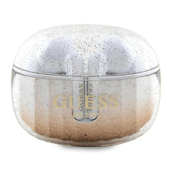 Guess Glitter Gradient TWS Bluetooth-hovedtelefoner med dockingstation - guld
