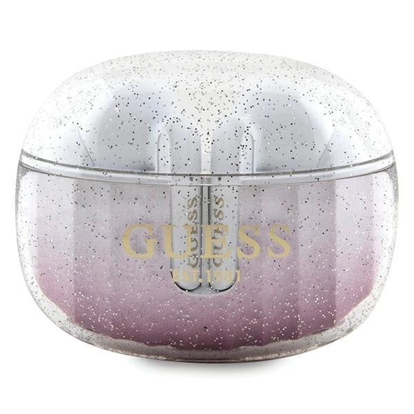 Guess Glitter Gradient TWS Bluetooth hovedtelefoner + docking station - lyserød