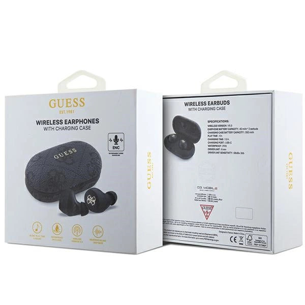Guess 4G Metal TWS-hovedtelefoner med ENC-ladestation - sort