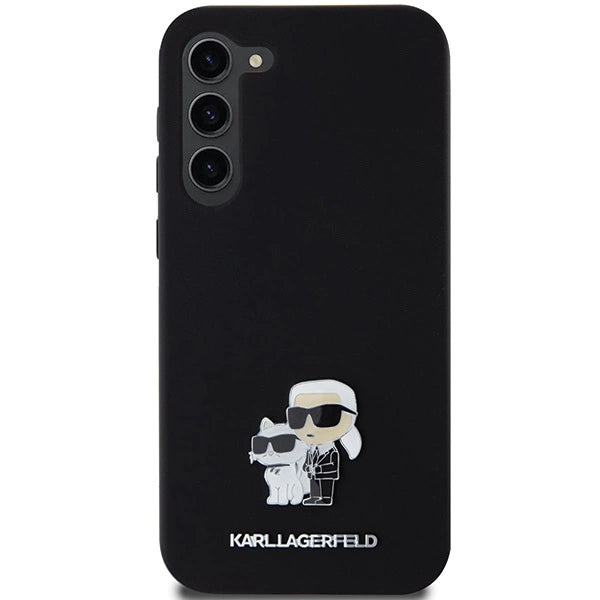 Karl Lagerfeld Silicone Karl&Choupette Metal Pin case for Samsung Galaxy S23+ - black