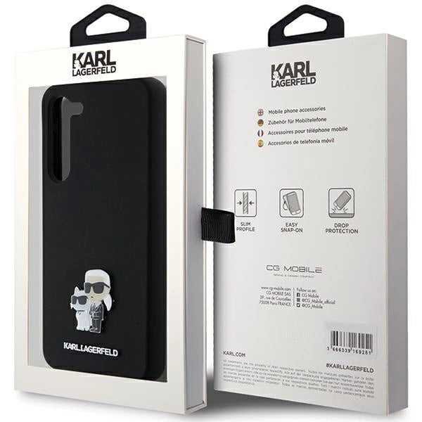 Karl Lagerfeld Silicone Karl&Choupette Metal Pin case for Samsung Galaxy S23+ - black
