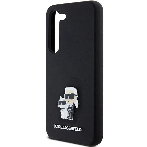 Karl Lagerfeld Silicone Karl&Choupette Metal Pin case for Samsung Galaxy S23 - black