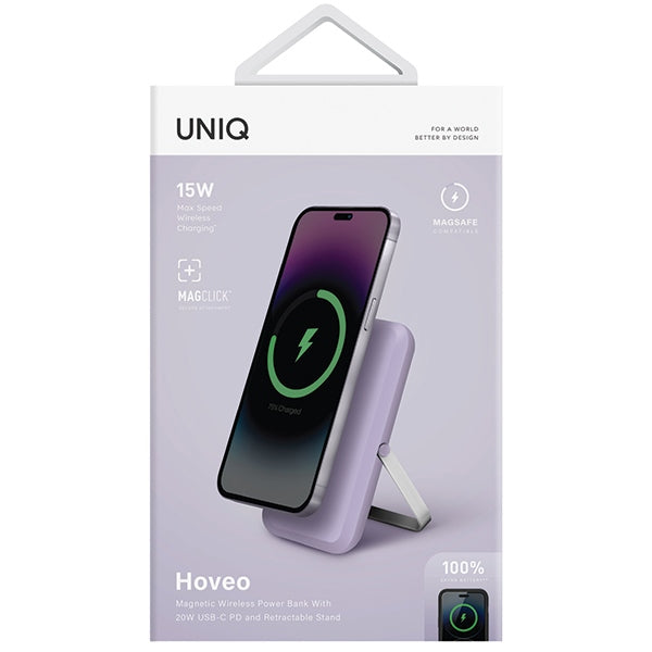 Powerbank Uniq Hoveo magnetisk 5000mAh USB-C 20W PD - lilla