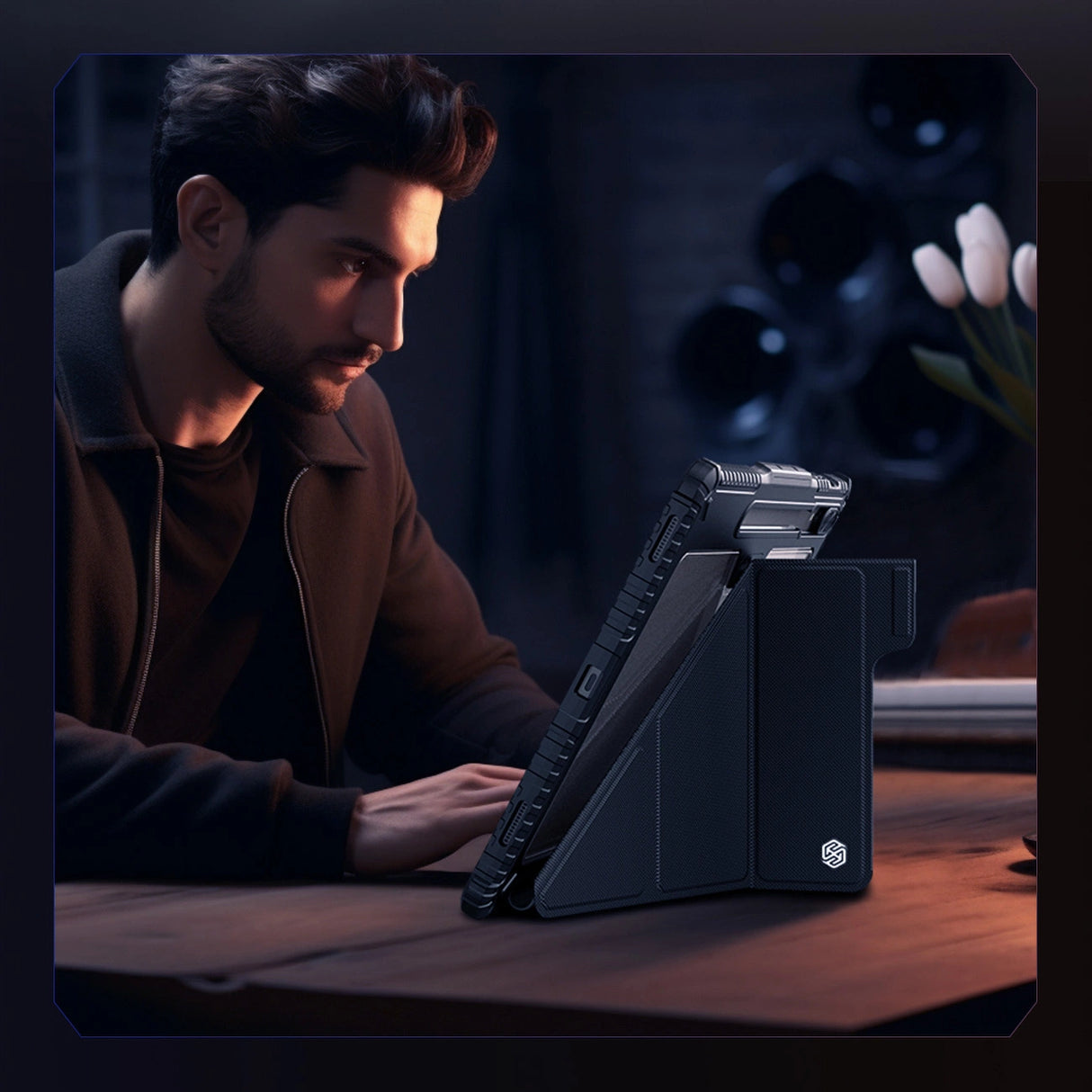 Nillkin Bumper Leather Case Pro-kasse til Samsung Galaxy Tab S9+ - sort