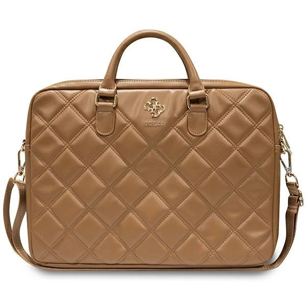 Guess Quilted 4G taske til en 16" laptop - brun