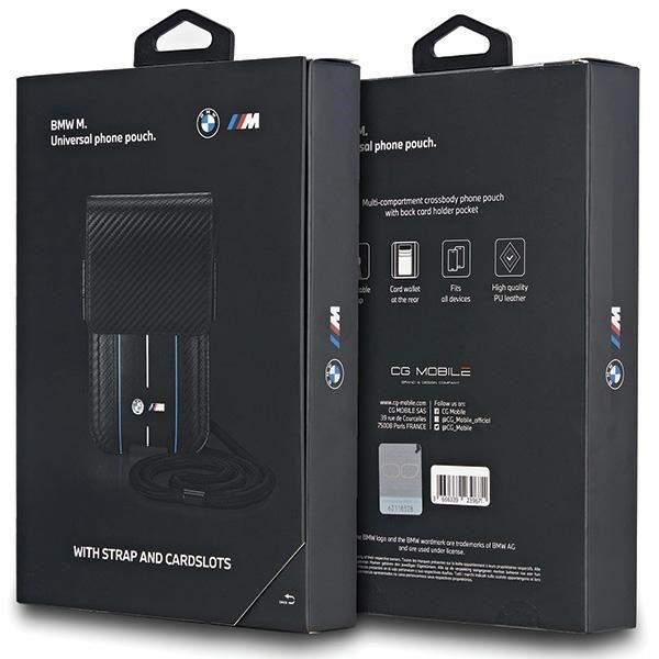 BMW Carbon & Blue Stripe telefonpose - sort