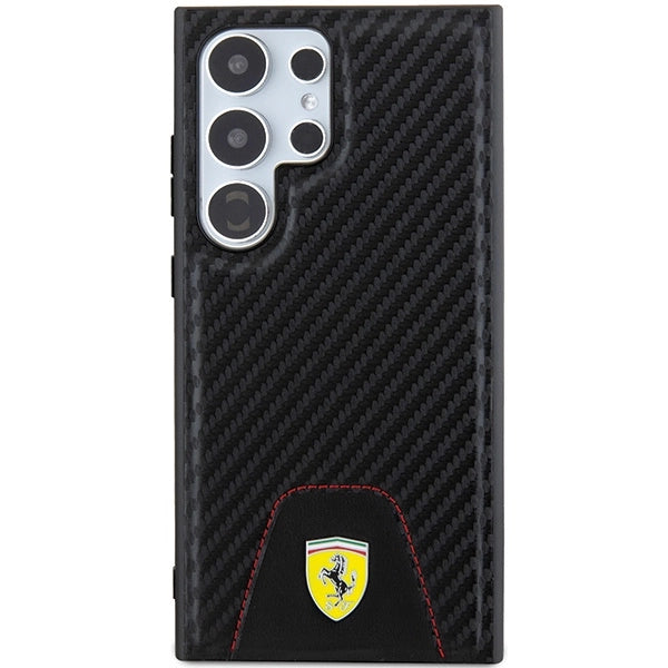 Ferrari Carbon Stitched Bottom case til Samsung Galaxy S24 Ultra - sort