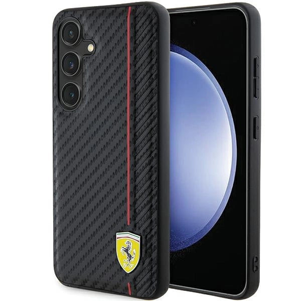 Ferrari Carbon Printed Line-kasse til Samsung Galaxy S24+ - sort