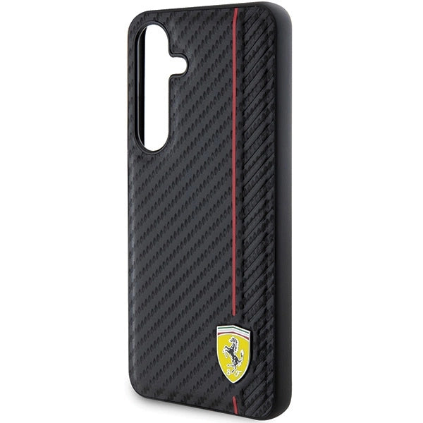 Ferrari Carbon Printed Line-kasse til Samsung Galaxy S24+ - sort