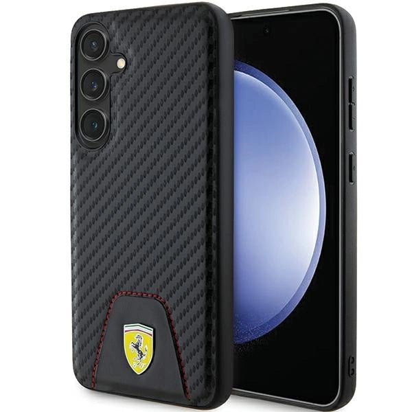 Ferrari Carbon Stitched Bottom case til Samsung Galaxy S24+ - sort