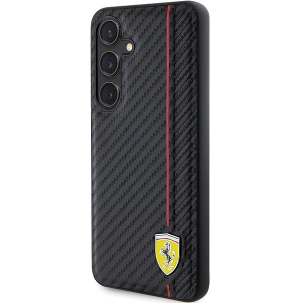 Ferrari Carbon Printed Line-hylster til Samsung Galaxy S24 - sort