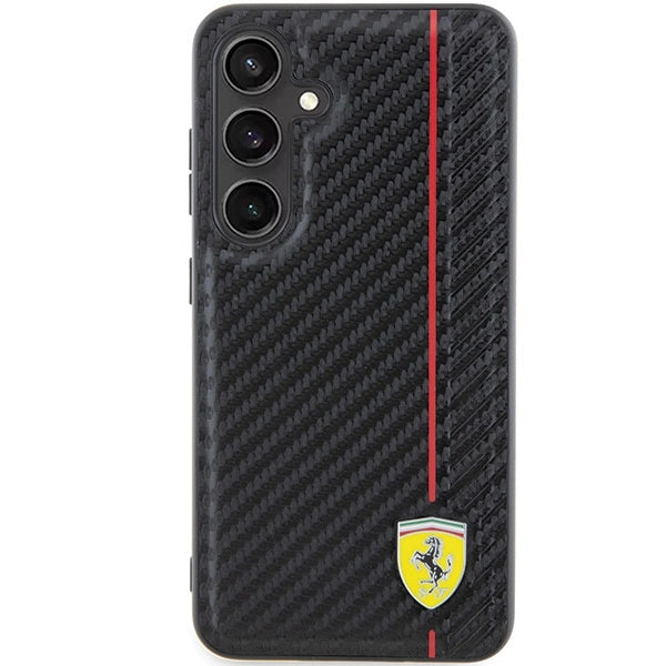 Ferrari Carbon Printed Line-hylster til Samsung Galaxy S24 - sort