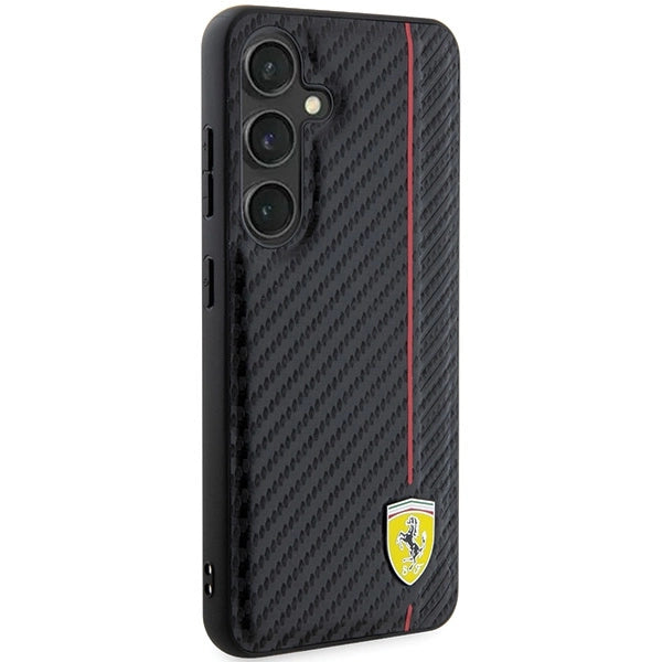 Ferrari Carbon Printed Line-hylster til Samsung Galaxy S24 - sort