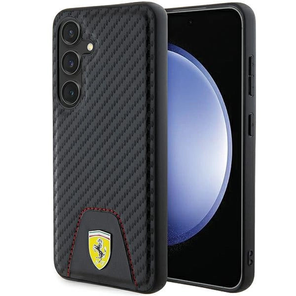 Ferrari Carbon Stitched Bottom case til Samsung Galaxy S24 - sort