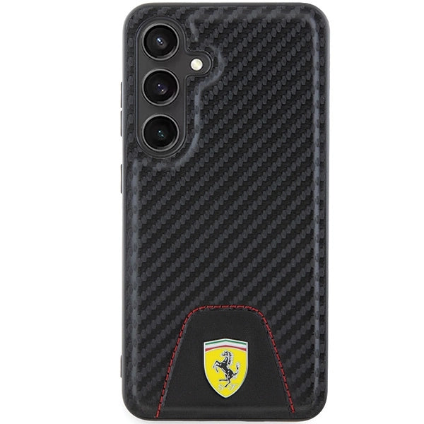 Ferrari Carbon Stitched Bottom case til Samsung Galaxy S24 - sort