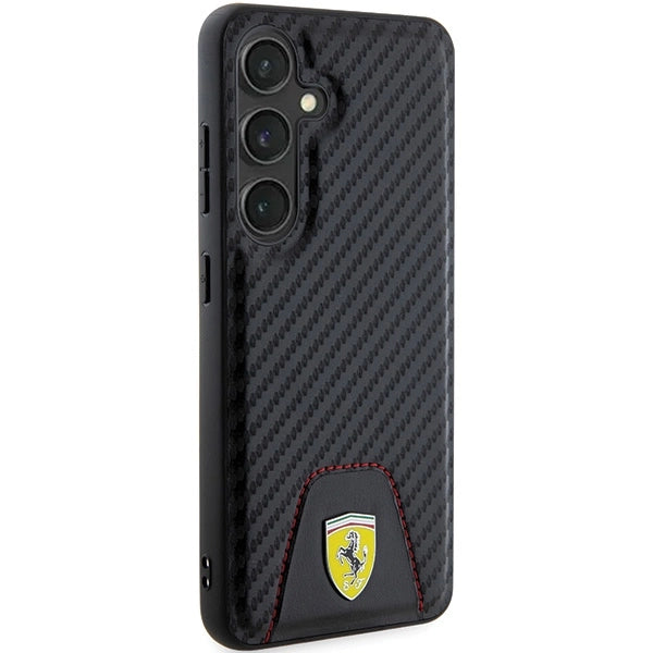 Ferrari Carbon Stitched Bottom case til Samsung Galaxy S24 - sort
