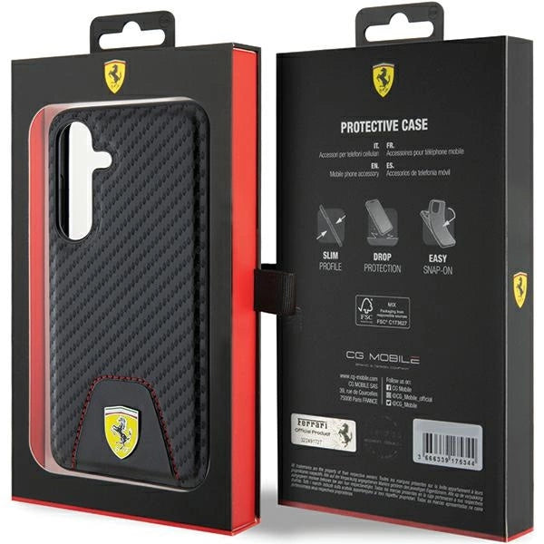 Ferrari Carbon Stitched Bottom case til Samsung Galaxy S24 - sort