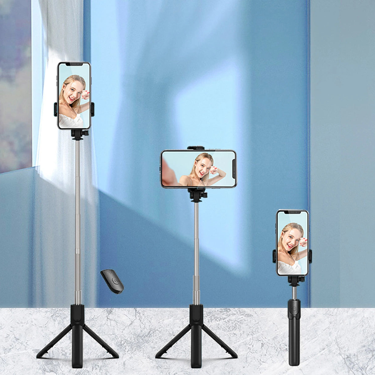Selfie stick WRY1S teleskopisk stativ 0,7m til telefon - sort