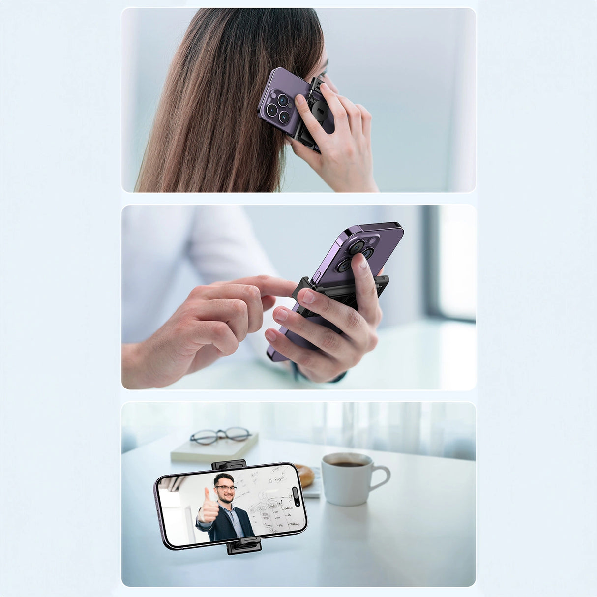 Selfie stick WC1Y3S teleskopisk stativ 1,3 m med telefonholder - sort