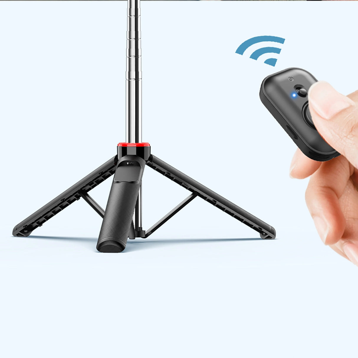 Selfie stick WC1Y3S teleskopisk stativ 1,3 m med telefonholder - sort