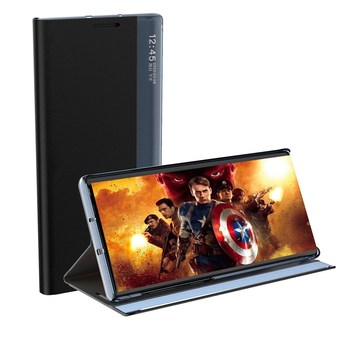 Ny Sleep View Case med flap og stand til Samsung Galaxy A35 - sort