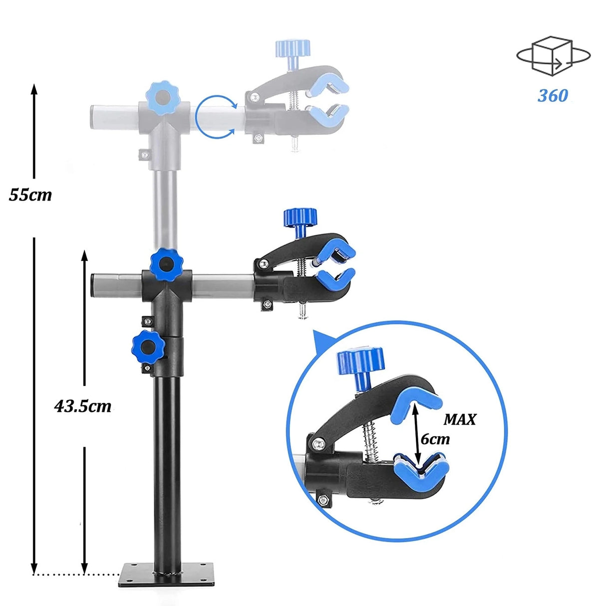 Rockbros MP-01 tabletop service stand for bicycles with knobs - black