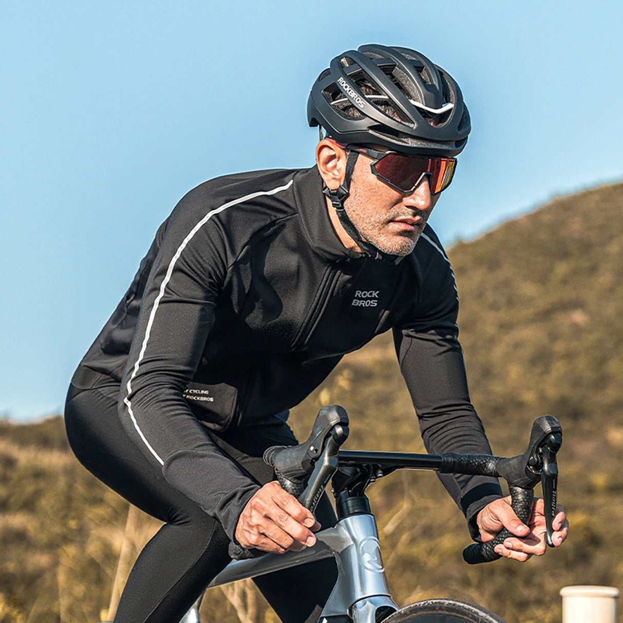 Rockbros Fall/Winter Long Sleeve Cycling Jacket L - Black