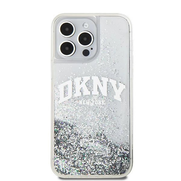 DKNY Liquid Glitter Big Logo-kasse til iPhone 15 Pro - hvid