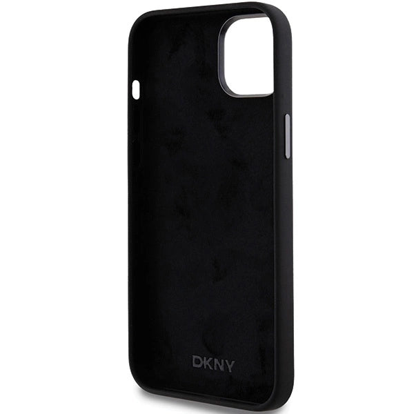 DKNY Liquid Silicone Metal Logo Case til iPhone 15 Plus / 14 Plus - sort