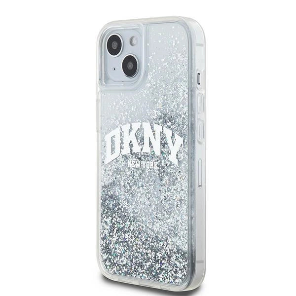 DKNY Liquid Glitter Big Logo-kasse til iPhone 15 / 14 / 13 - hvid