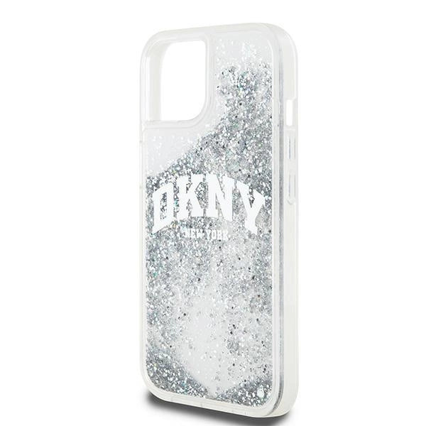 DKNY Liquid Glitter Big Logo-kasse til iPhone 15 / 14 / 13 - hvid