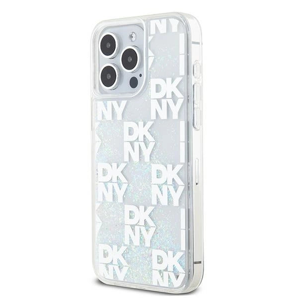 DKNY Liquid Glitter Multilogo-kasse til iPhone 15 Pro Max - hvid