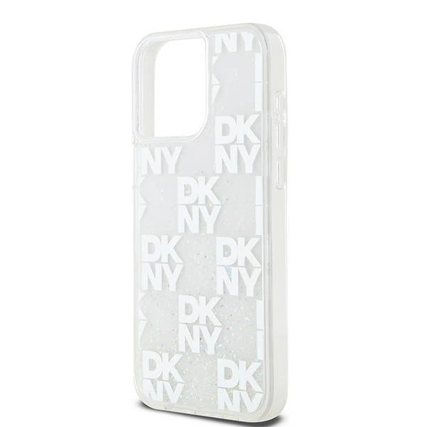 DKNY Liquid Glitter Multilogo-kasse til iPhone 15 Pro Max - hvid