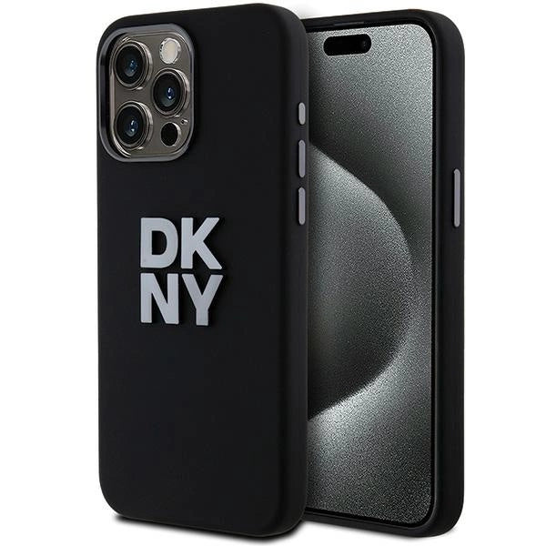 DKNY Liquid Silicone Metal Logo iPhone 15 Pro Max Case - sort