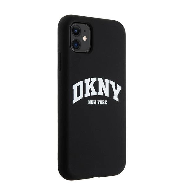 DKNY Liquid Silicone White Printed Logo MagSafe Case til iPhone 11/Xr - sort