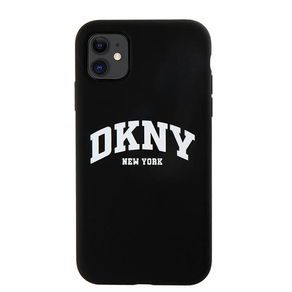 DKNY Liquid Silicone White Printed Logo MagSafe Case til iPhone 11/Xr - sort