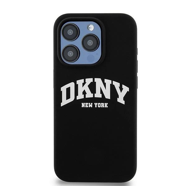 DKNY Liquid Silicone White Printed Logo MagSafe Case til iPhone 13 Pro / 13 - sort