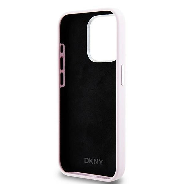DKNY Liquid Silicone Small Metal Logo MagSafe-kasse til iPhone 14 Pro - lyserød