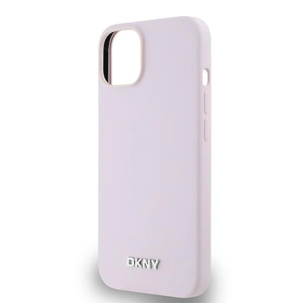 DKNY flydende silikone lille metal logo MagSafe Case til iPhone 14/15/13 - Pink