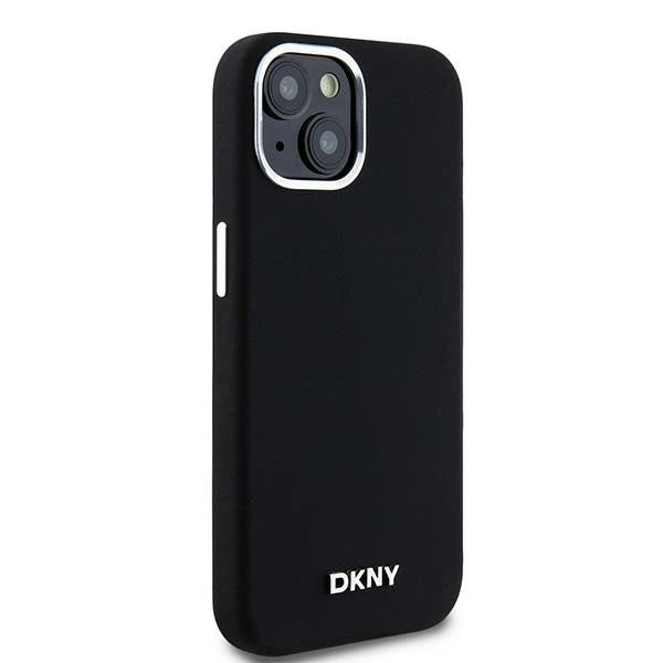 DKNY Liquid Silicone Small Metal Logo MagSafe Case til iPhone 15 Plus / 14 Plus - sort