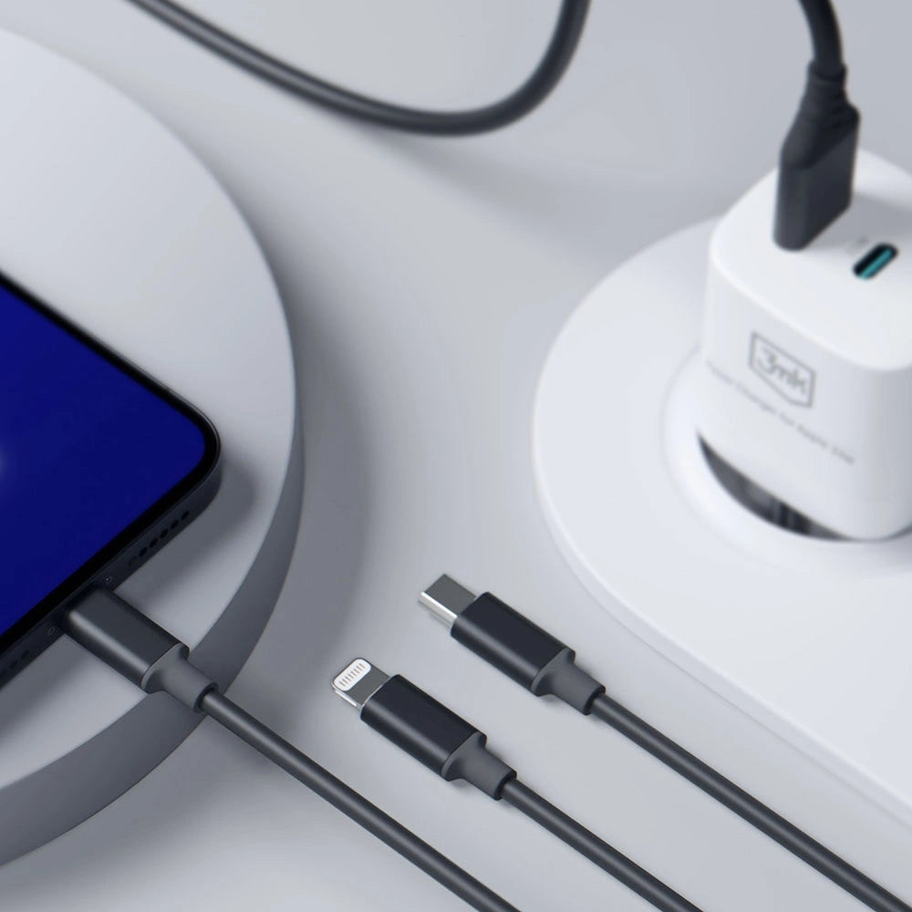 3mk Hyper Cable 3in1 USB-A - USB-C / USB-C - micro USB - Lightning 1,5m - sort