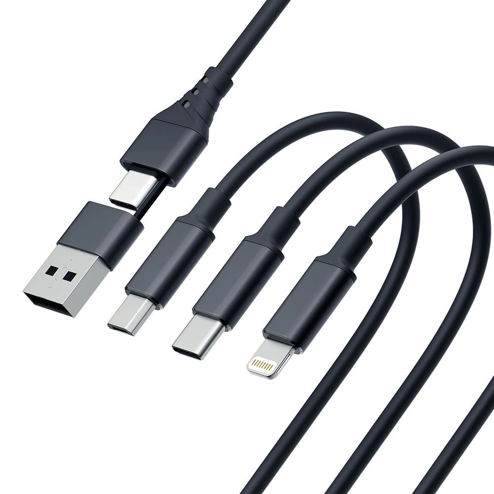 3mk Hyper Cable 3in1 USB-A - USB-C / USB-C - micro USB - Lightning 1,5m - sort