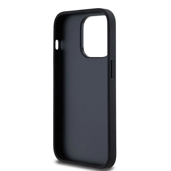 DKNY læder med krydsede mono mønstre og trykte striber iPhone 14 Pro Case - sort